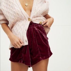 Free People At First Sight High Waist Velvet Paper Bag Waist Shorts Sz S